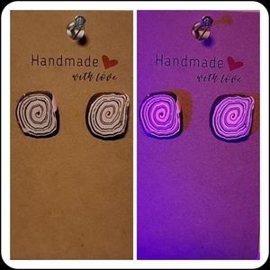 Neopolitan Ice Cream "Ugly Sweater" UV Reactive Handmade Earrings